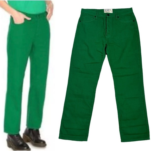 Sandrine Rose Denim - Sandrine Rose x Free People Womens Kelly Sapin Green Jean Straight Fit Size 29
